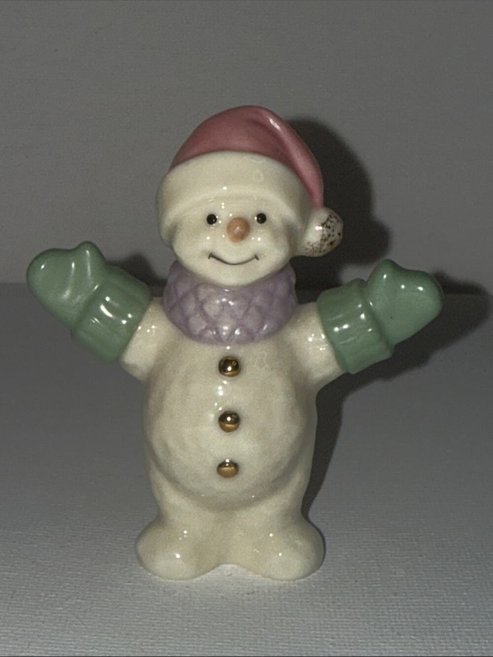 Lenox Pastel Snowman Figurine in Cream, Pink, Green, Lavender